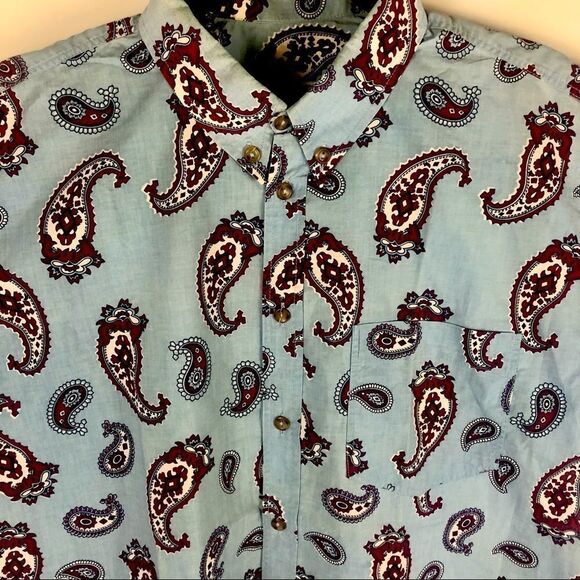 FIORUCCI PAISLEY MENS SHORT SLEEVE BUTTON DOWN SHIRT MADE IN ITALY - Picture 1 of 14